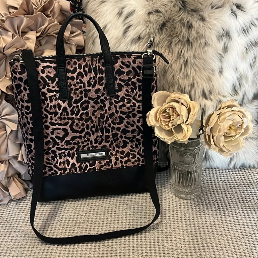 TJ Collection Leopard Torbole Convertible Transformer Backpack Crossbody Bag